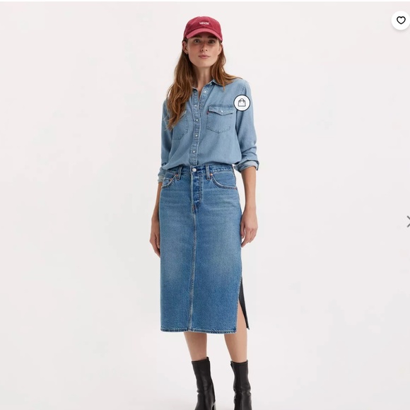 Levis Denim Pencil Skirt with Side Slit - Picture 1 of 11